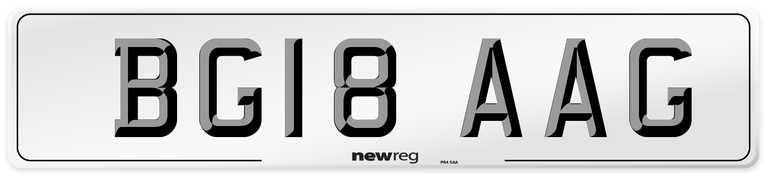 BG18 AAG Number Plate from New Reg
